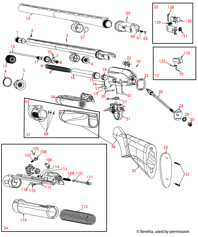 Beretta® A400 Xcel 20ga Schematic Brownells UK