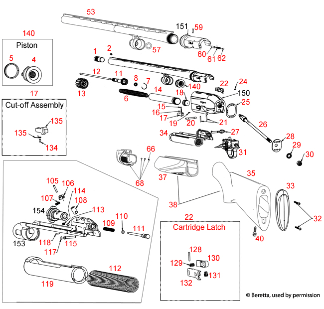 Beretta® A400 28ga Schematic Brownells UK