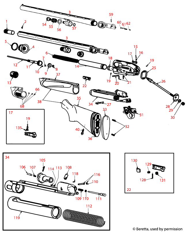 Beretta® A400 LH Schematic Brownells UK