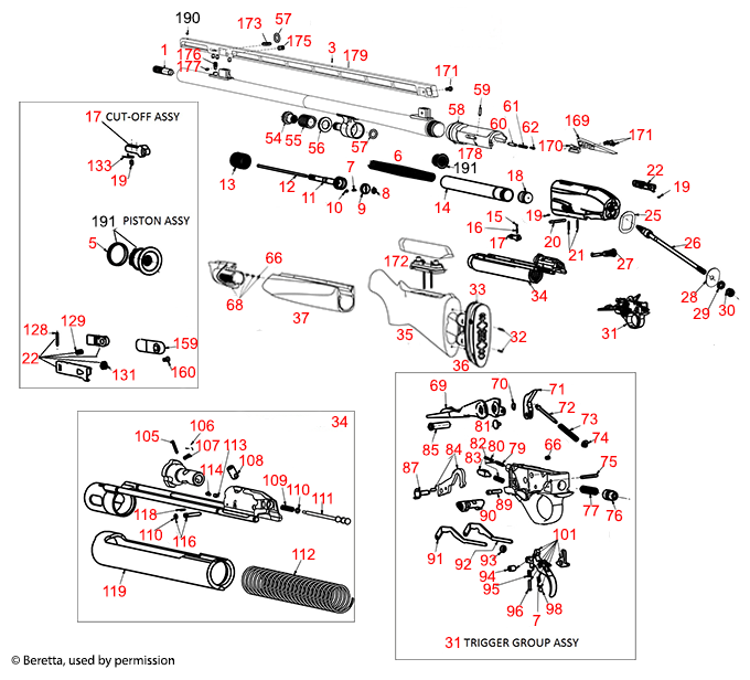 Beretta® A400 Xcel MultiTarget Schematic Brownells UK