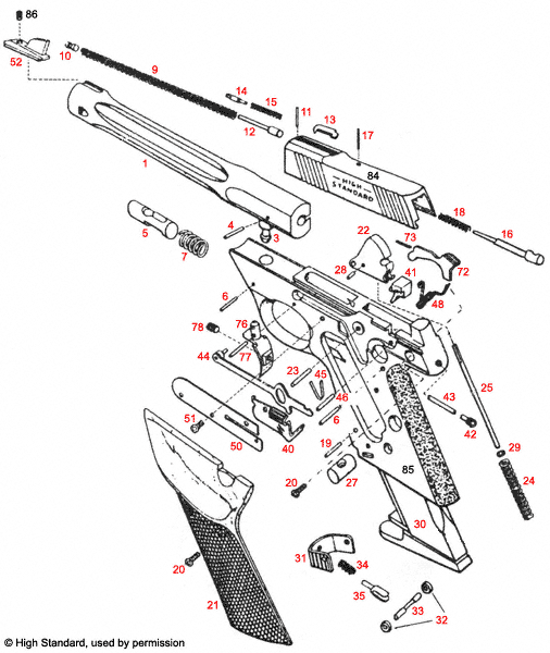 High Standard® Victor VCT-M, M Grip Schematic - Brownells UK