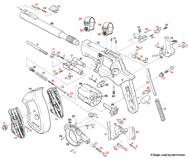 Ruger® Super Redhawk Schematic - Brownells UK